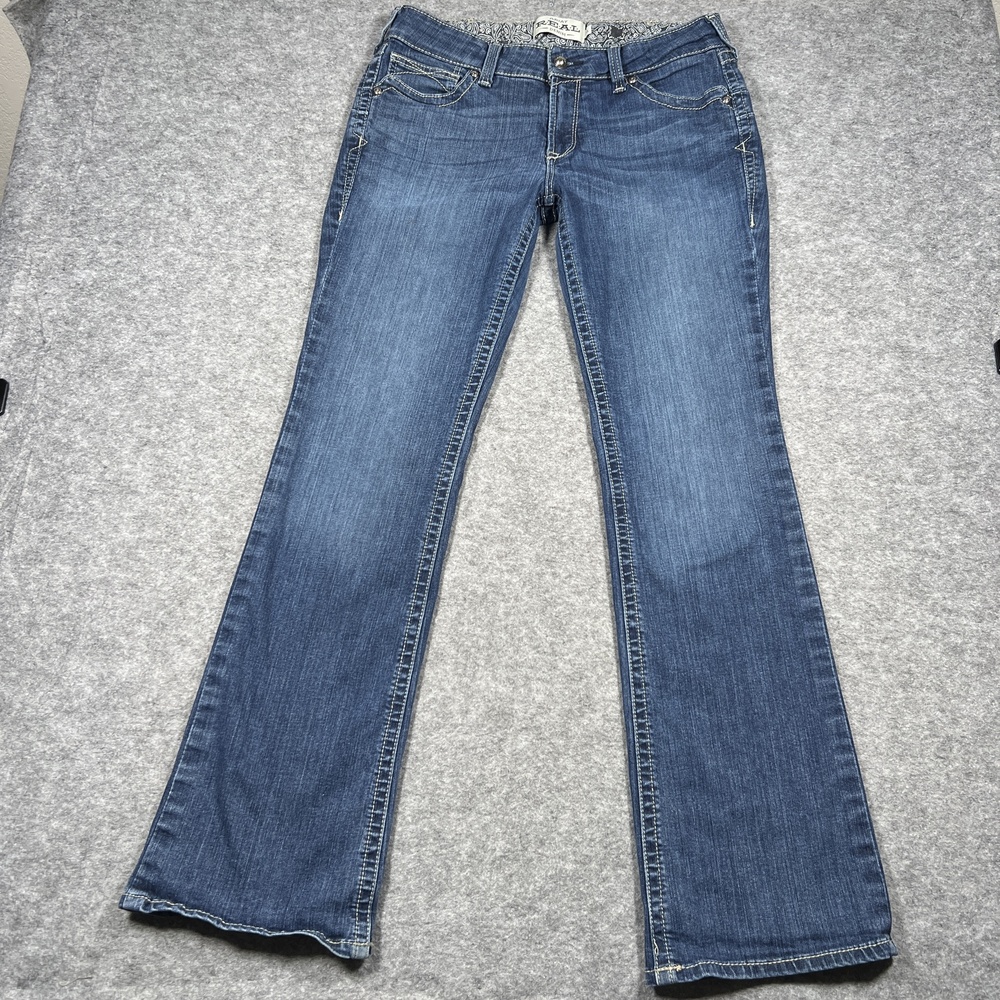 Ariat Jeans Womens 32 Long Blue Bootcut Embroidered Studded Real Riding Denim
